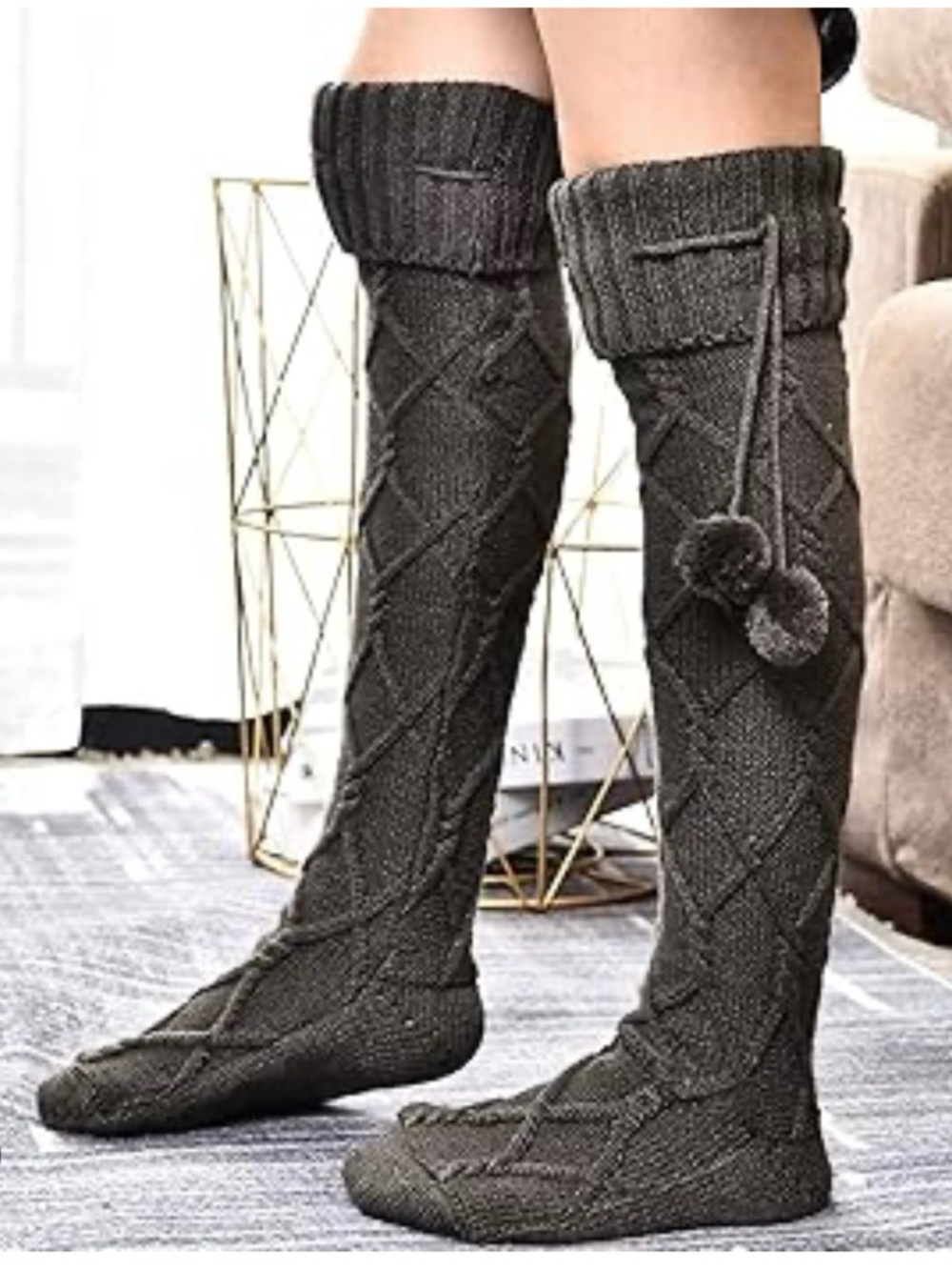 UGG 💫 sparkly gray pom pom socks